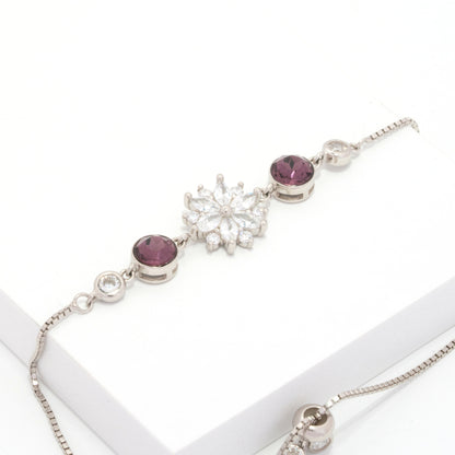 Violet Flower Pearl Bracelet
