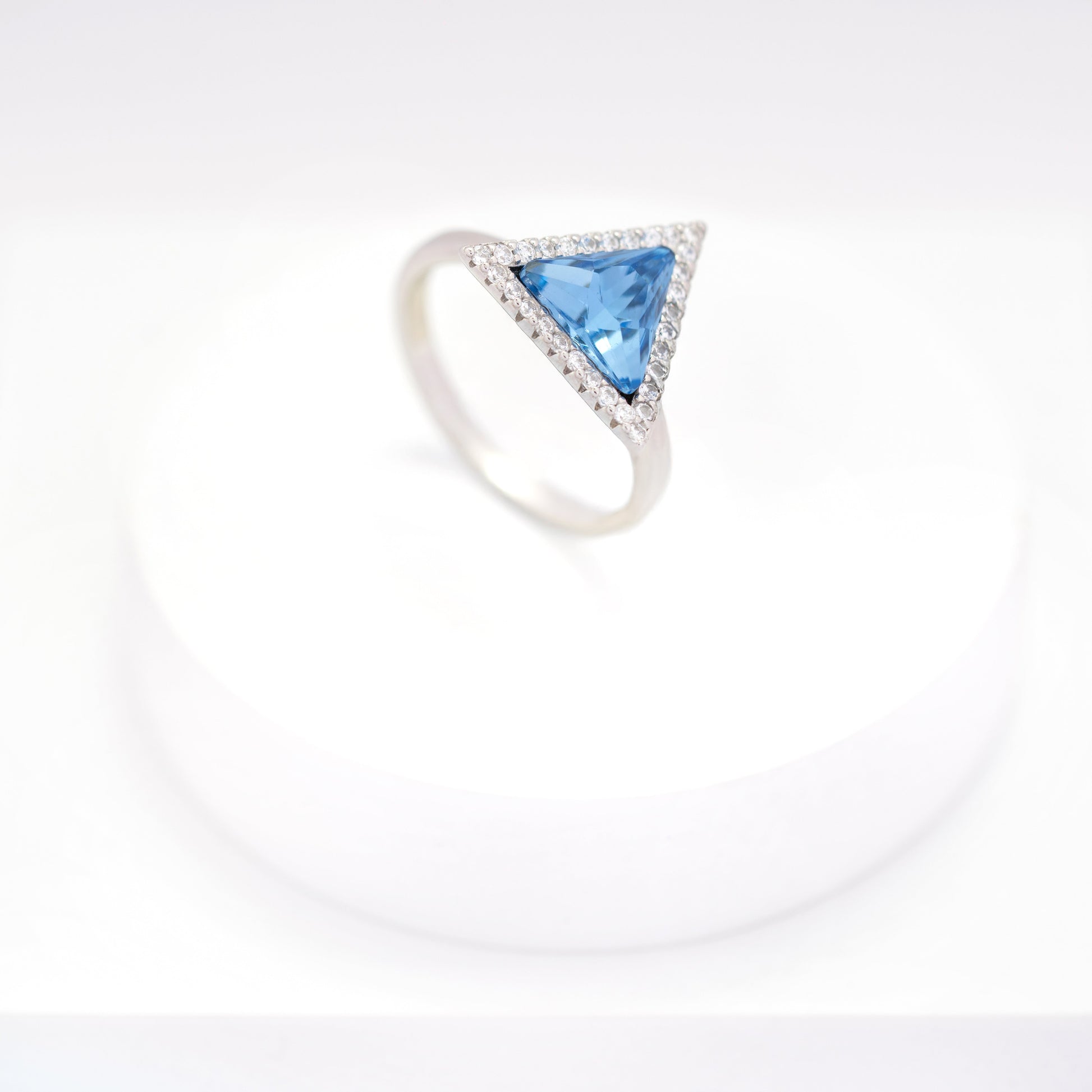 sterling silver ring with triangle cut stone – elegant gemstone jewelry for women