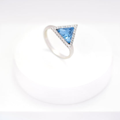 sterling silver ring with triangle cut stone – elegant gemstone jewelry for women